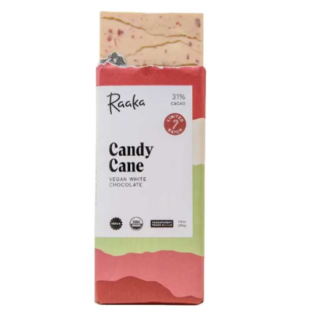 Raaka Candy Cane White Chocolate.