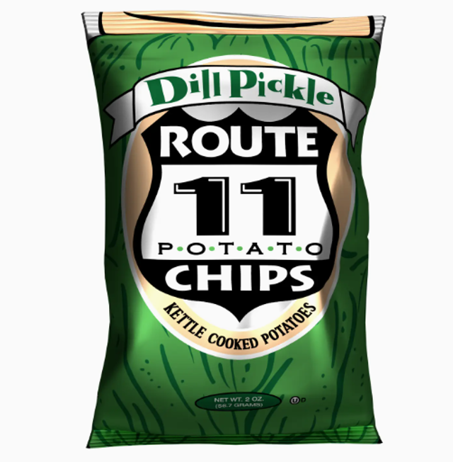 Route 11 Dill Pickle Potato Chips.